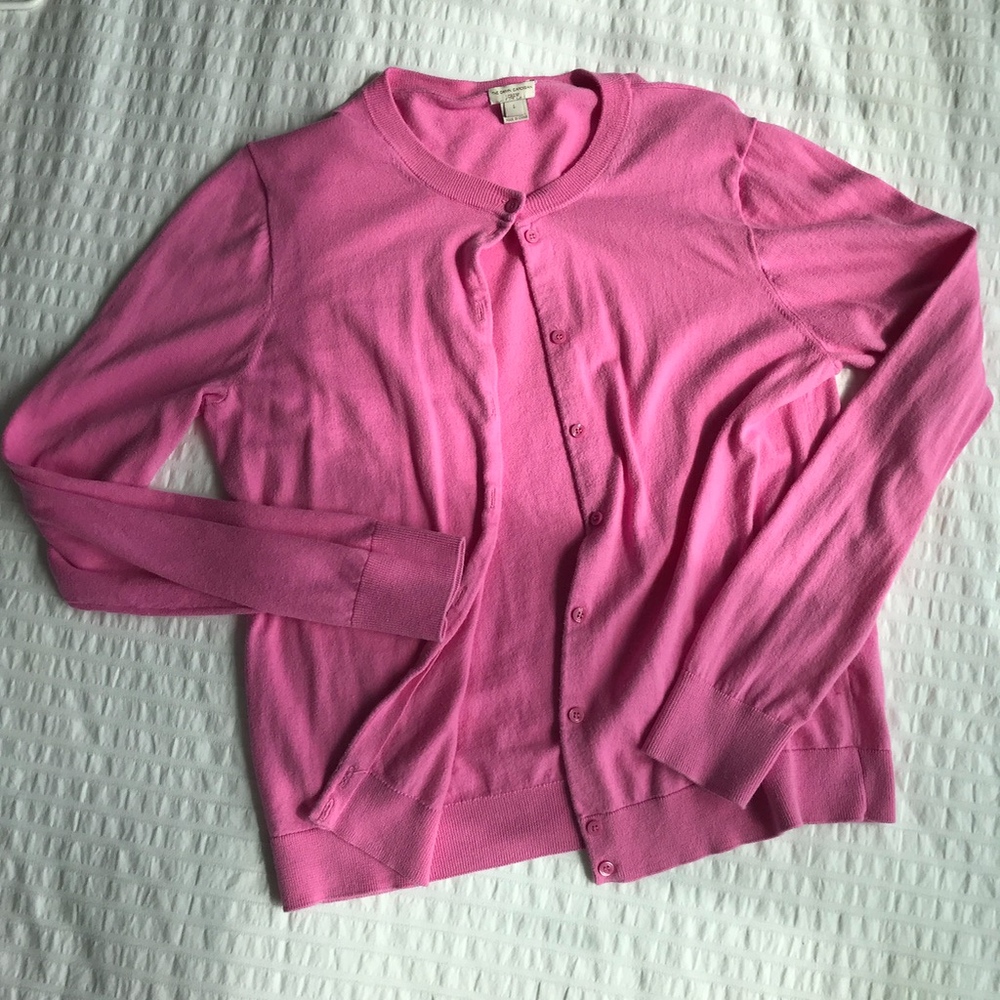 J Crew Cotton Cardigan Pink Large